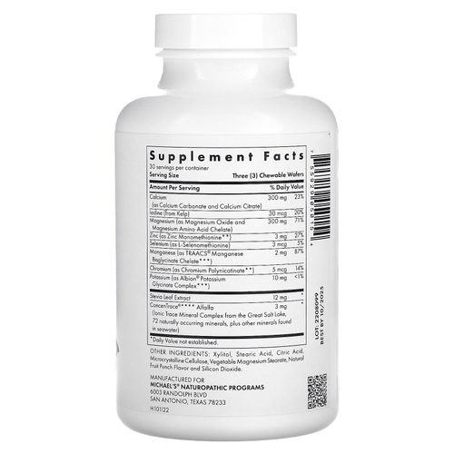 Michael's Health, Жевательные минералы, натуральный фруктовый пунш, 90 жевательных веганских вафель