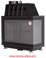 Каминная топка Экокамин Альфа 1000 RB два стекла правая черный шамот