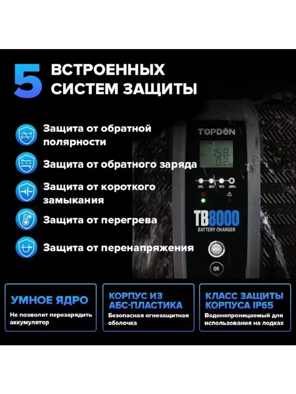 Зарядное устройство TOPDON TB8000 (8A)