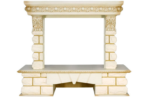 Портал Royal Flame Pierre Luxe LORD - Слоновая кость / Белый