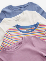 Лонгслив для девочки Next 451-252, 4 шт., Синий, Молочный, Розовый