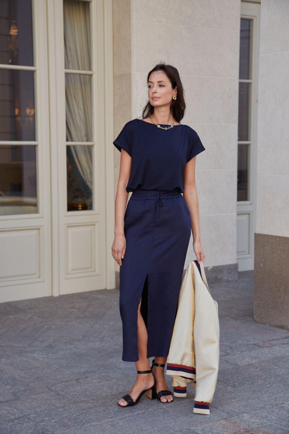 Топ лодочка темно-синяя