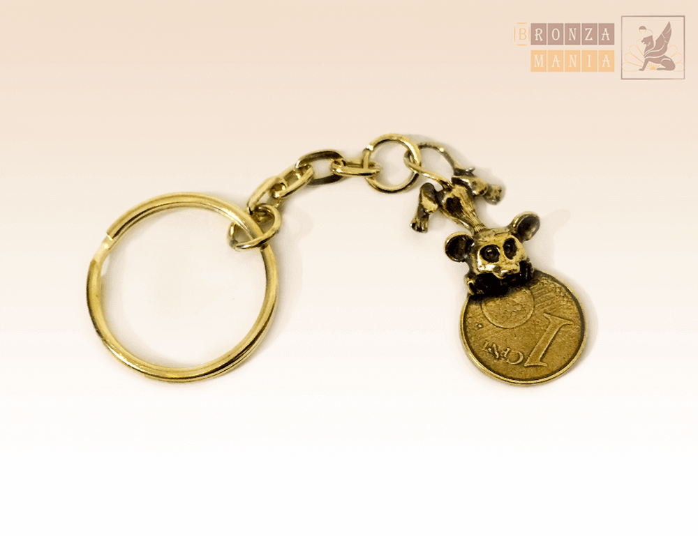 брелок Мышка денежная с евроцентом