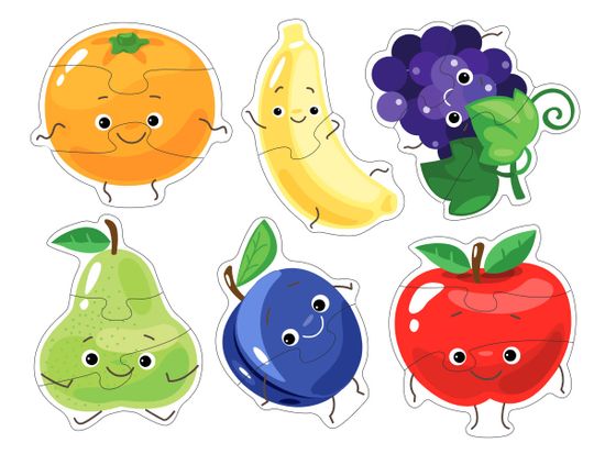 Пазлы контуры "Фрукты" 6 фигурок Baby Toys (мягкие)