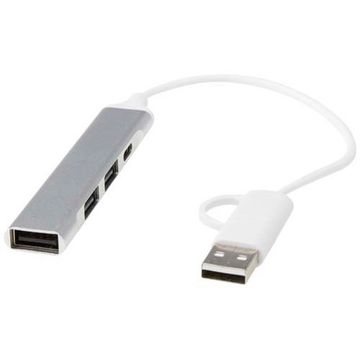 Alkaid 4-портовый концентратор USB-A и Type-C из переработанного алюминия с двумя входами