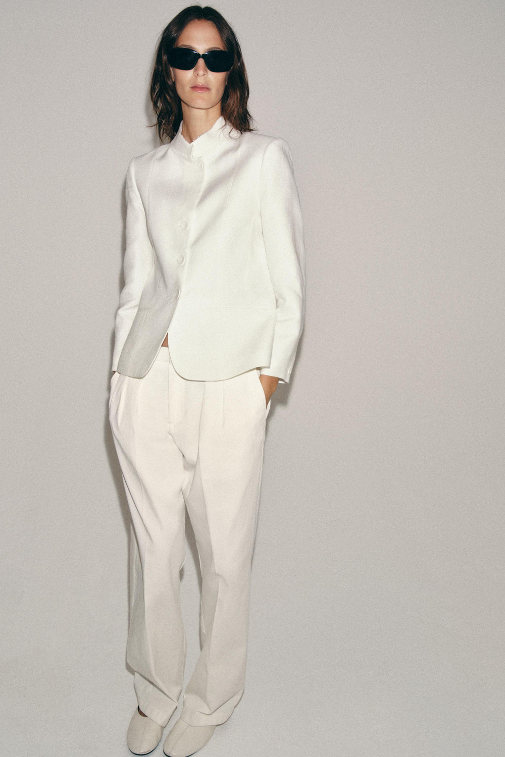 ZARA БЛЕЙЗЕР ИЗ 100% ЛЬНА — ZW COLLECTION, БЕЛЫЙ