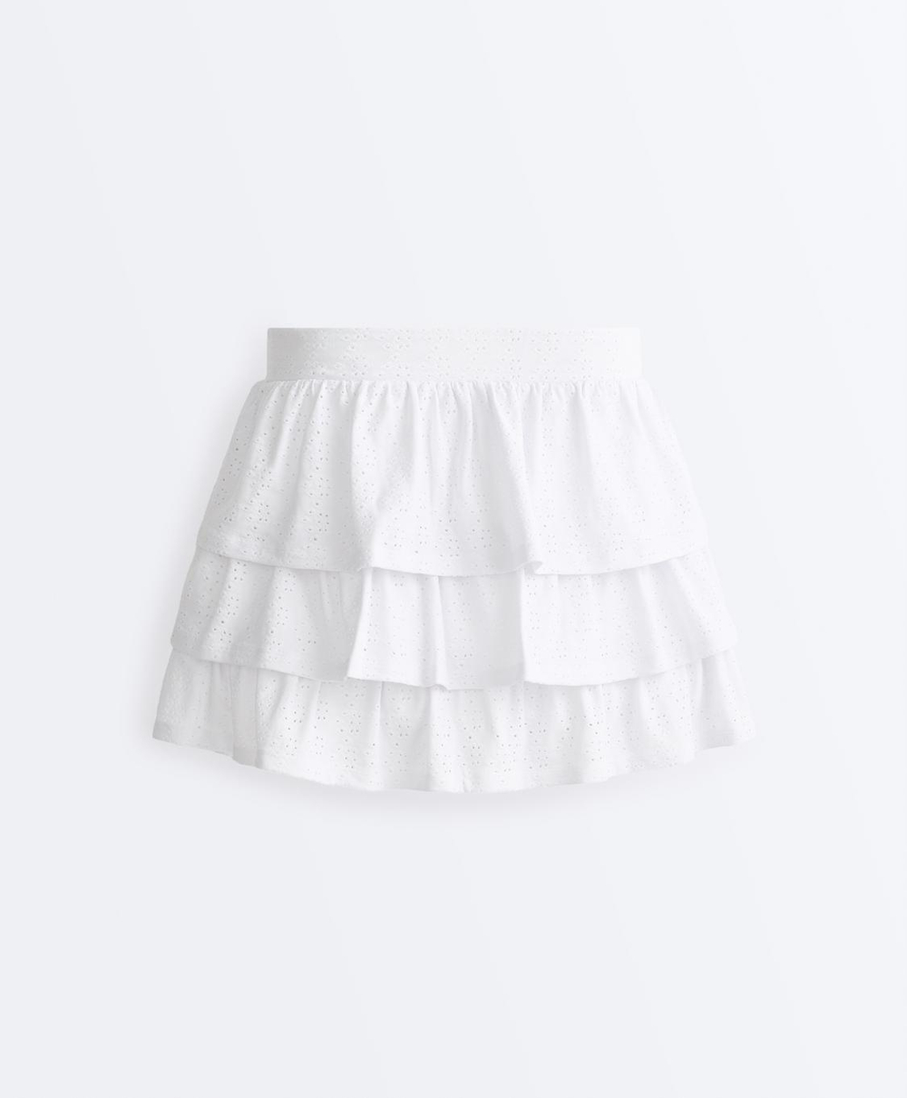 Oysho Короткая юбка Comfortlux с вышивкой, белый