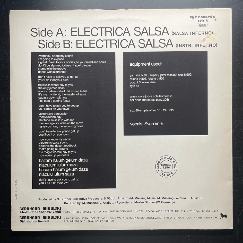 Off ‎– Electrica Salsa (Salsa Inferno) (Remix) Германия 1987г. 12", 45 RPM