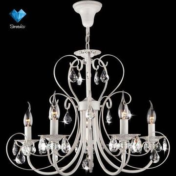 Люстра 3305/5 белый с золотом/прозрачный хрусталь Strotskis Alda Eurosvet