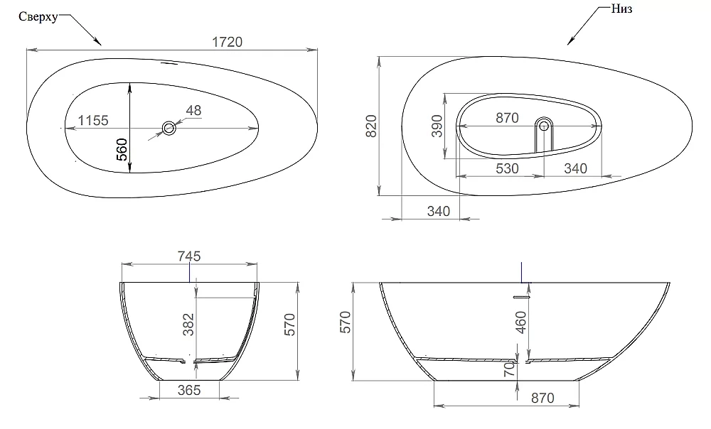 Ванна Salini Paola Basso S-Stone 172x82 101612SM белая матовая