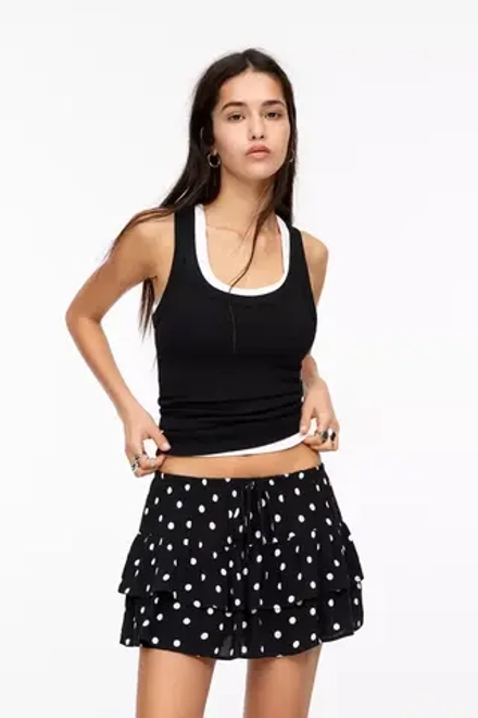 PULL&BEAR Юбка в горошек, черный