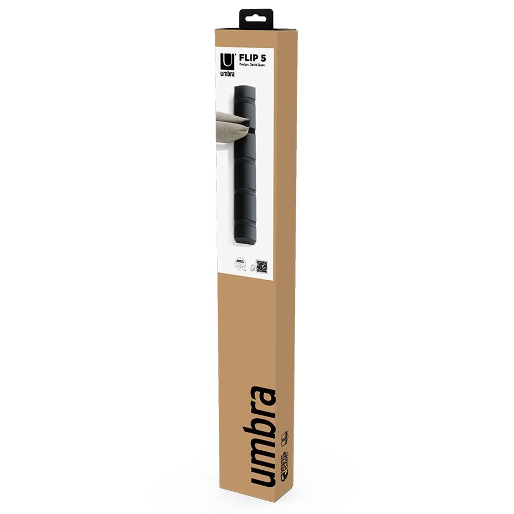 Вешалка настенная Flip, 50,8 см, 5 крючков, черная