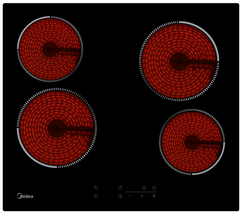 Электрическая варочная поверхность Midea MCH64140 [ст-керамика, конф.:4 шт, черный]