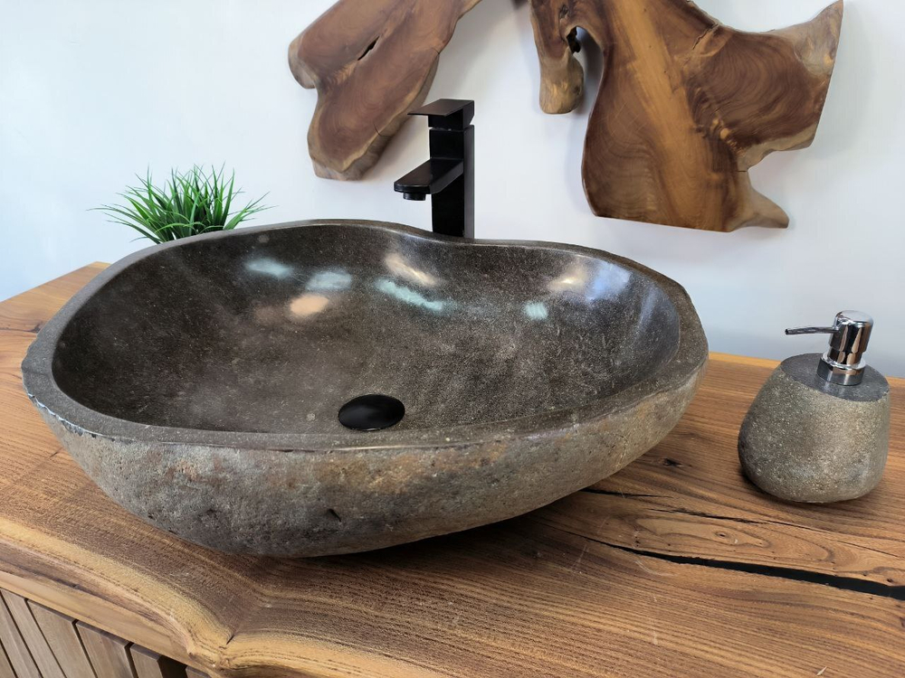 Раковина из речного камня RS-65802 60х47х15 из натурального камня
