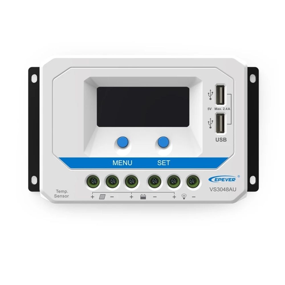 Контроллер заряда EPSolar VS3048AU (PWM, 30A, 12/24/48В, LCD дисплей, USB)
