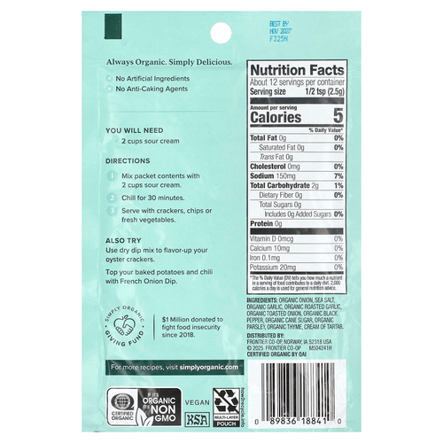 Simply Organic, французская смесь лукового соуса, 31 г (1,1 унции)