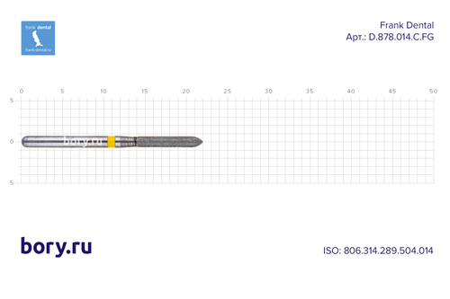 Бор алмазный желтый Frank Dental типа FG - D.878.014.C.FG