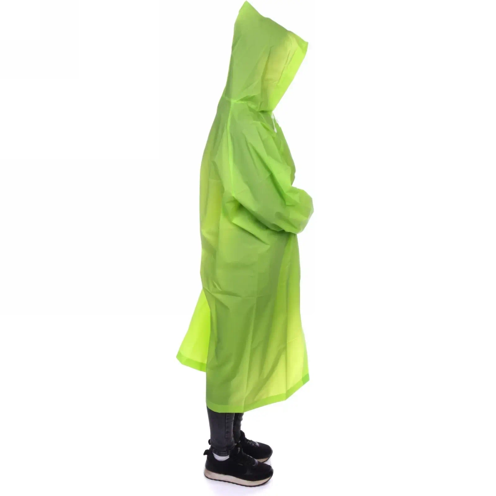 Дождевик-плащ 110 Мкрн 115*65см «Macarons» с капюшоном и завязками, на кнопках, зеленый ДоброСад