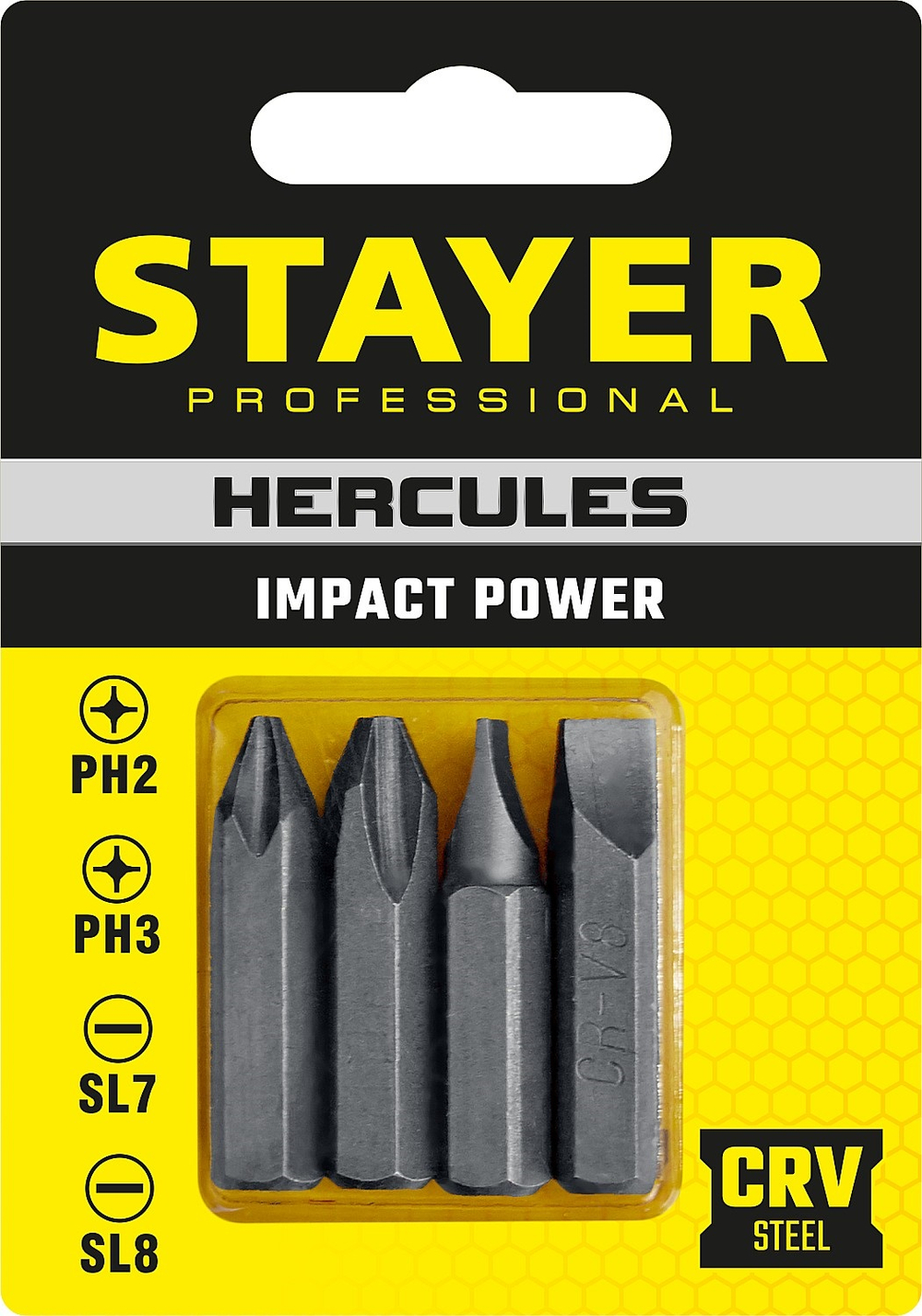 Биты для ударной отвертки 4 шт 36 мм, STAYER, HERCULES , 25667-S4_z01