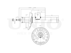 Амортизатор газовый передней подвески левый UNIO SAB-10280
