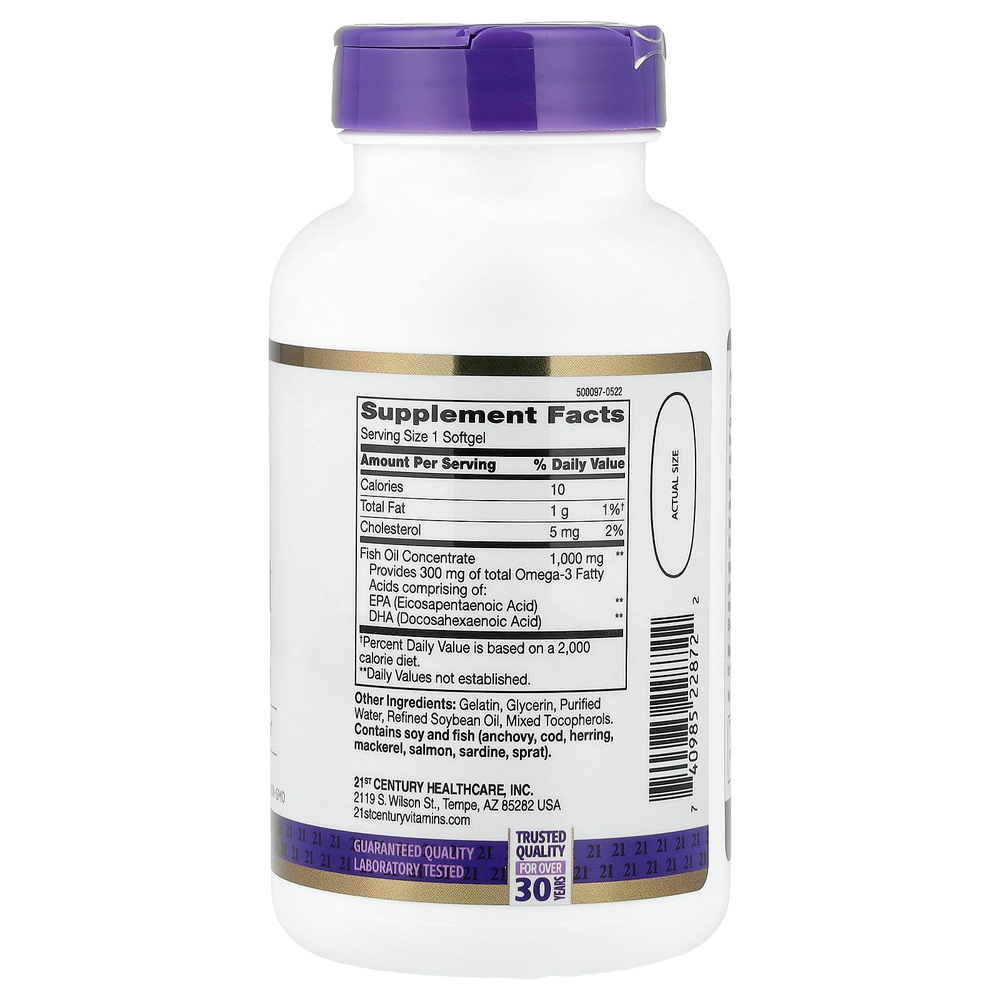 21st Century, Рыбий жир, 1000 мг, 120 мягких желатиновых капсул
