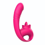 Розовый изогнутый вибратор с фрикциями - 19,7 см. (Цвет: розовый)