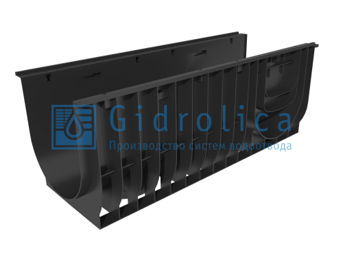 Лоток водоотводный пластиковый, серия Standart ЛВ-30.38, класс нагрузки C250, Gidrolica, Россия