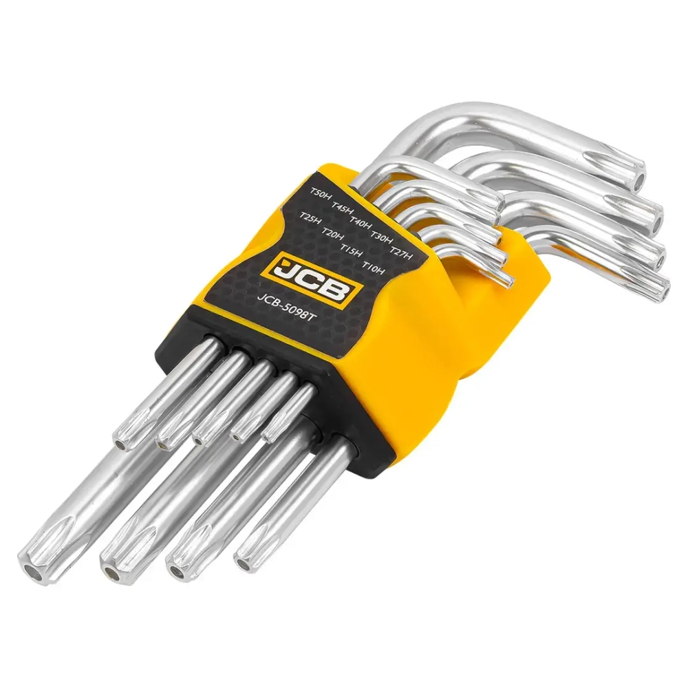 Ключи Г-образные TORX с отверстием, набор 9пр. (Т10Н, Т15Н, Т20Н, Т25Н, Т27Н, Т30Н, Т40Т, Т45Н, Т50Н) JCB JCB-5098T