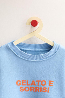 ZARA TIMELESS - ОДНОТОННАЯ ТОЛСТОВКА С НАДПИСЬЮ, ГОЛУБОЙ