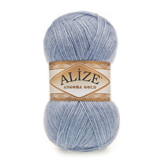 ALIZE "Angora Gold Simli", 10% мохер, 10% шерсть, 5% металлик - 75% Акрил, 100 гр, 550 м, 221 светлый джинс