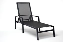 "Парма" шезлонг из алюминия темно-серый (RAL7024) муар, ткань текстилен темно-серая