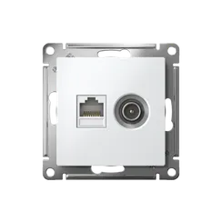 Розетка компьютерная + телевизионная 2-м СП AtlasDesign RJ45 кат.5E + TV механизм бел. SE ATN000189