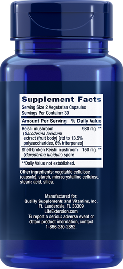Reishi Extract Mushroom Complex 60 капсул Life Extension