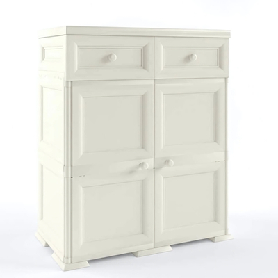 Шкаф - комод пластиковый "УЮТ" 2 дверцы, 2 ящика Э-117 (бежевый) 810х420х1030