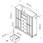 Шкаф-витрина 2 двери 4 ящика Бритта из массива сосны, 113х32х128 см, в прозрачном лаке