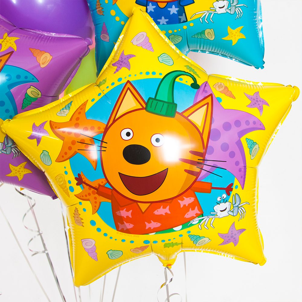 Шар (22''/56 см) Звезда, Три Кота, Компот, 1 шт. в уп.