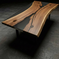 Орех с эпоксидной смолой, вариант с живым краем, и с эпоксидной смолой