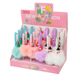 Ручка шариковая, масляная, Basir, синие чернила, серия "Новый год", с пушистым брелоком, 24 шт