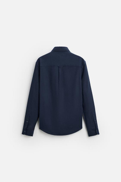ZARА РУБАШКА ИЗ ХЛОПКОВОЙ ФЛАНЕЛИ, МОРСКОЙ СИНИЙ