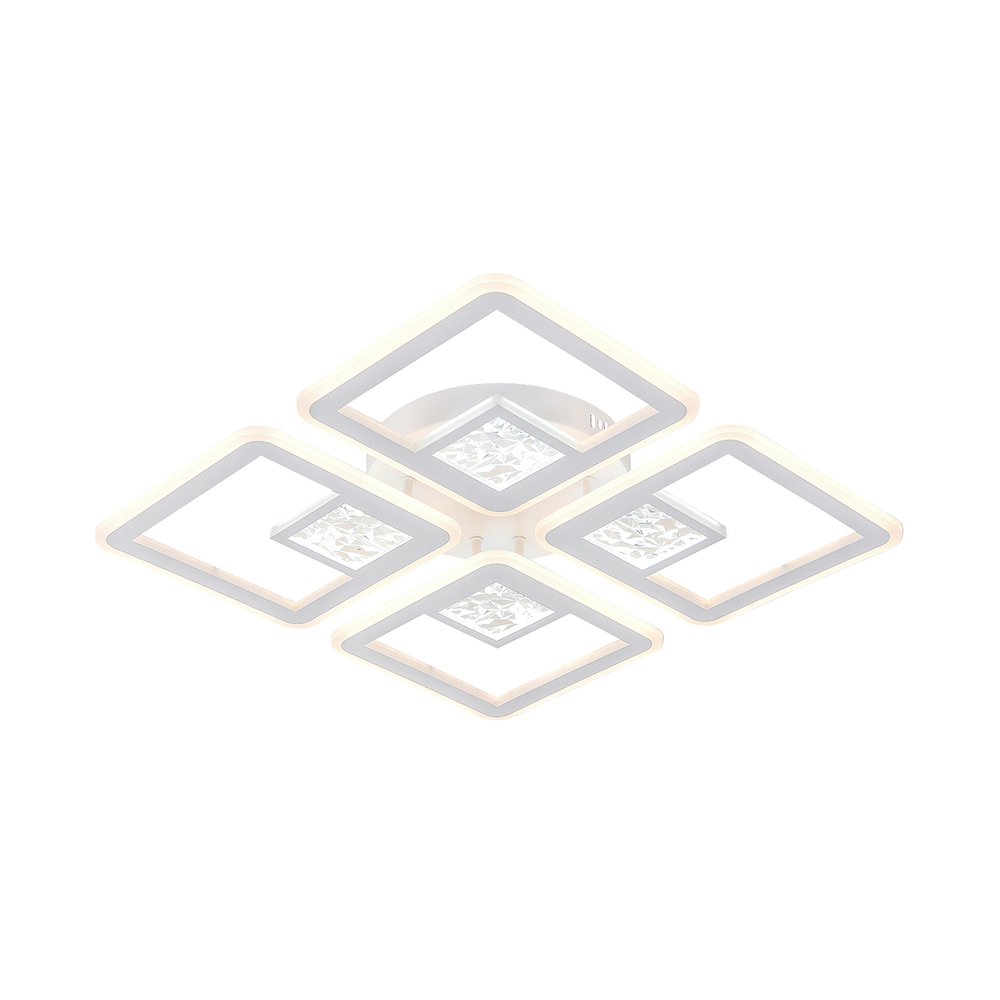 Потолочный светодиодный светильник 120Вт, 9040лм, 3000-6000K, Ra>80, плавная регулировка мощности, изменение цветовой температуры, пульт, металл/акрил/стекло, белый/прозрачный