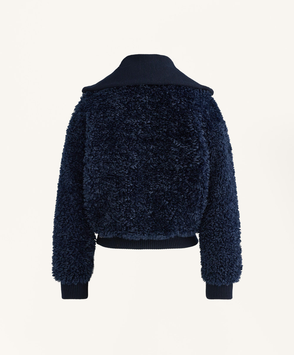Oysho Куртка из искусственной овчины с текстурой, темно-синий