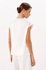 23300 Блузка женская (молочный с дымчато-розовой печатью)