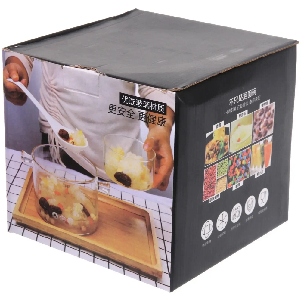 Кастрюля из боросиликатного стекла 1,9л «Хай-Тек» со стеклянными ручками