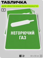 Табличка для обеспечения безопасности "Негорючий газ", для производства, предприятия, организаций, 40х30 см, Silver Plane x Айдентика Технолоджи