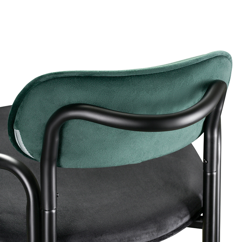 Стул барный ror, round, велюр, черный/темно-зеленый/черный