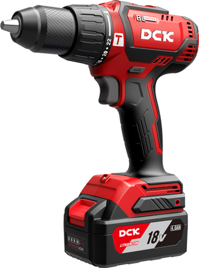 Дрель-шуруповерт аккум бесщеточная ударная DCK KDJZ05-13, 18В, 60Нм 2*4А/ч кейс