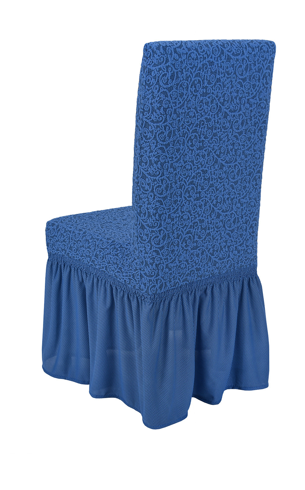 Чехол на стул с оборкой Жаккард, цвет Голубой, Набор 4 шт.