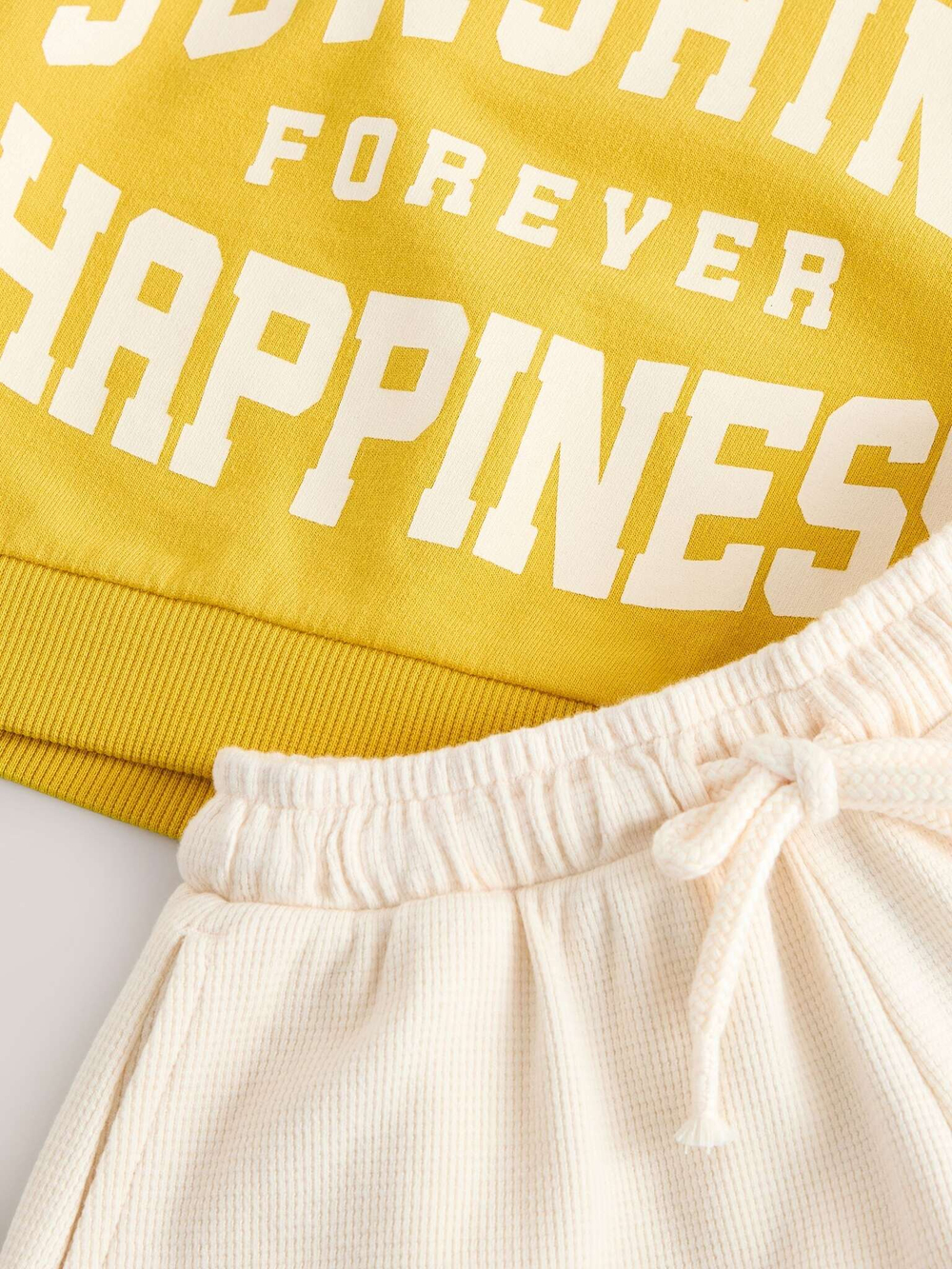 Толстовка и шорты в комплекте для девочки Next E55-503, Желтый, Молочный
