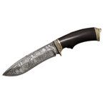 Нож кузница Семина Скиф, дамаск, литье, гравировка, рукоять из ценных пород дерева