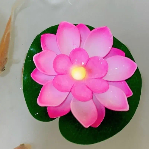 Декоративная фигурка садовая для водоемов КУВШИНКИ для пруда с подсветкой НАБОР 3 штуки, светящаяся от контакта с водой, диаметр 10 см, кувшинка в пруд плавающая ЛОТОС, ЛИЛИЯ 3 разных цвета